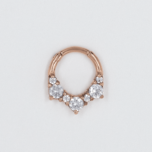 16 Gauge | 8mm Rose Gold 7 Cz Hinged Clicker