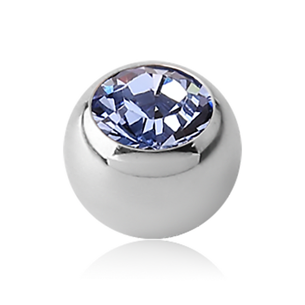 16 Gauge | Light Sapphire Crystal Threaded Ball