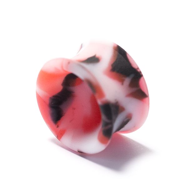 Tie Dye Double Flared Silicone Plug - Black & Red