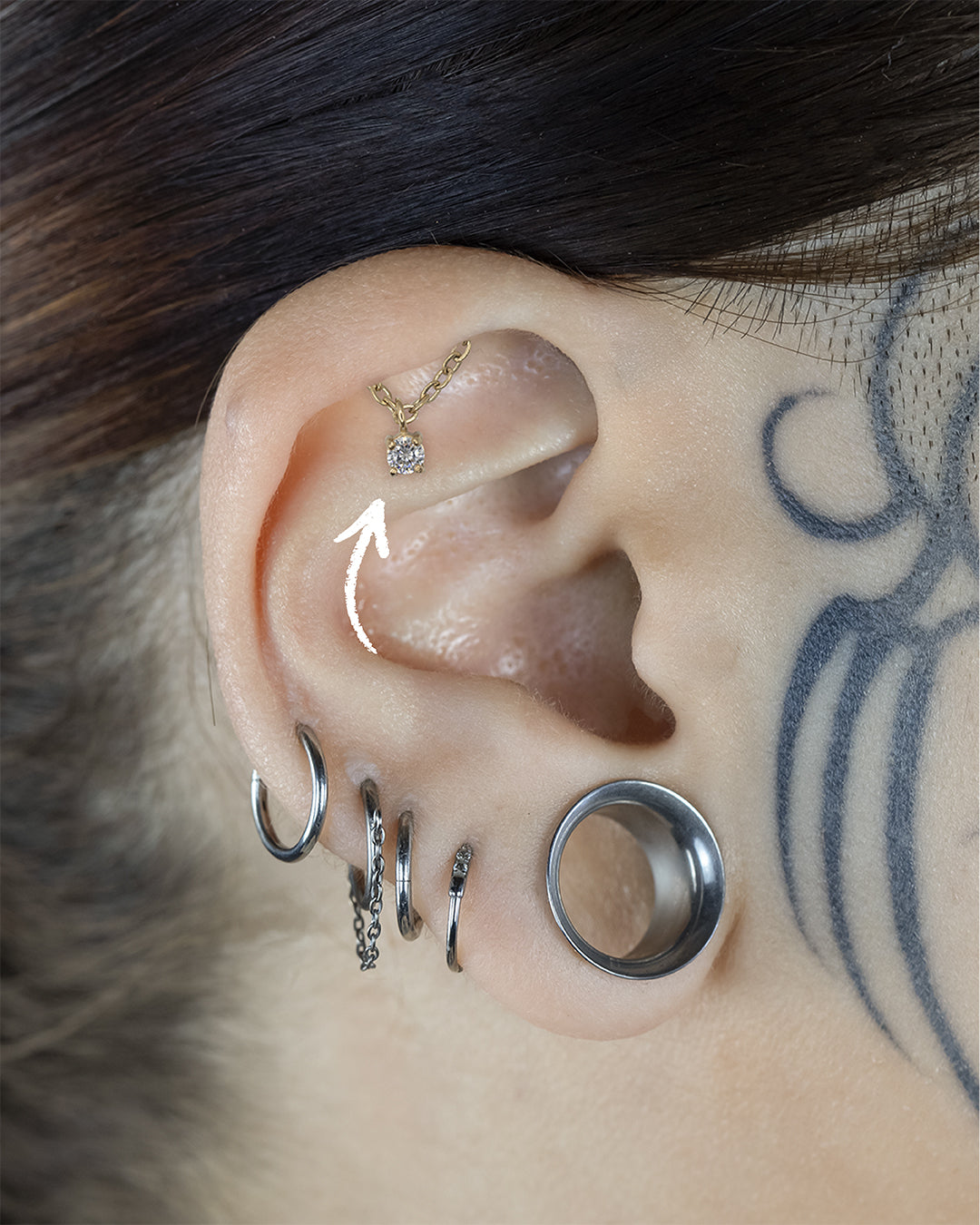 Hidden Helix Piercings