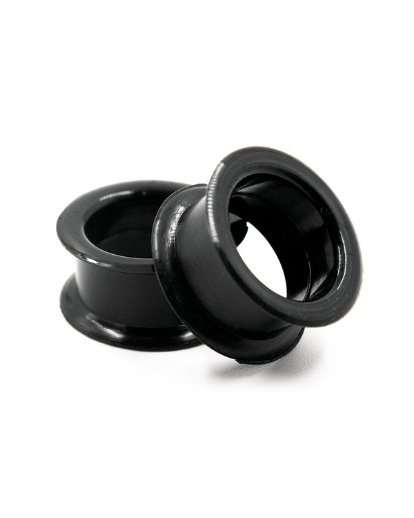 Thicker Black Double Flared Silicone Tunnel 4Mm - 20Mm