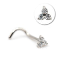 18g Trinity Jewelled Cz Surgical Steel Nose Stud