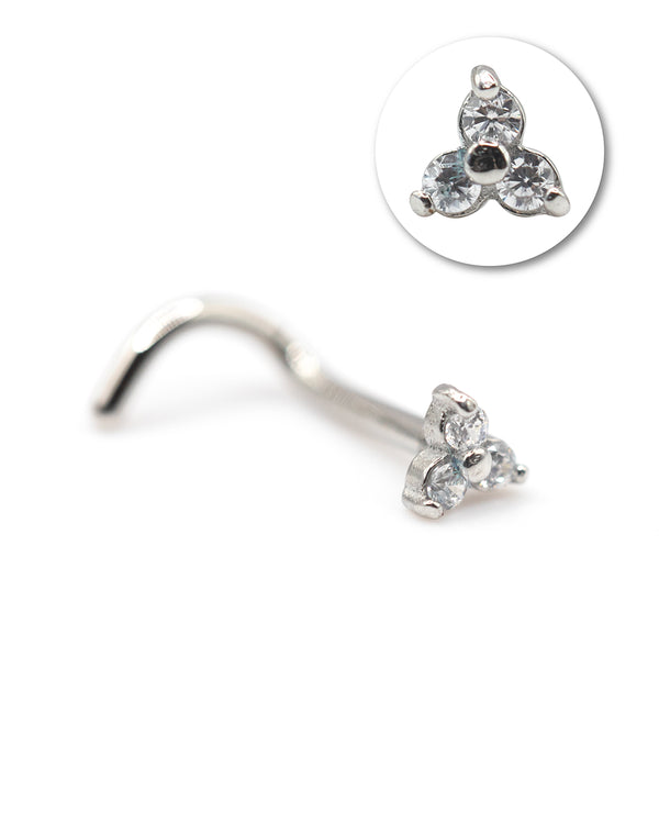 Trinity Jewelled Cz Surgical Steel Nose Stud