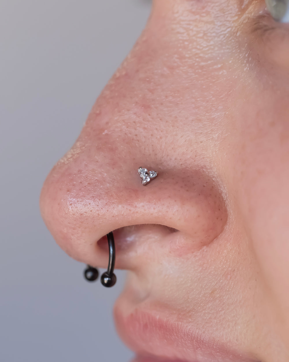 18g Trinity Jewelled Cz Surgical Steel Nose Stud
