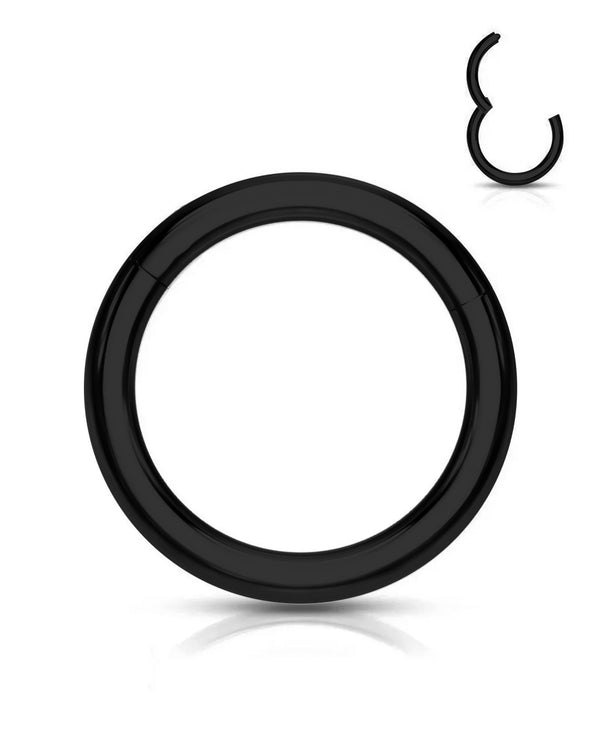 Black Hinged Segment Ring Surgical Steel