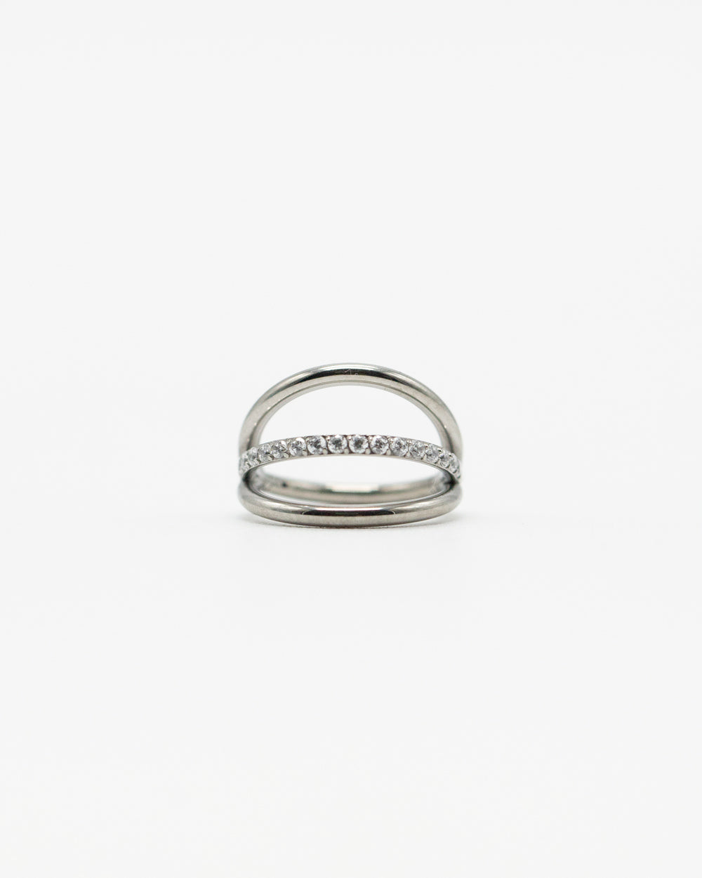 Tri Hoop Crystal Titanium Hinged Ring