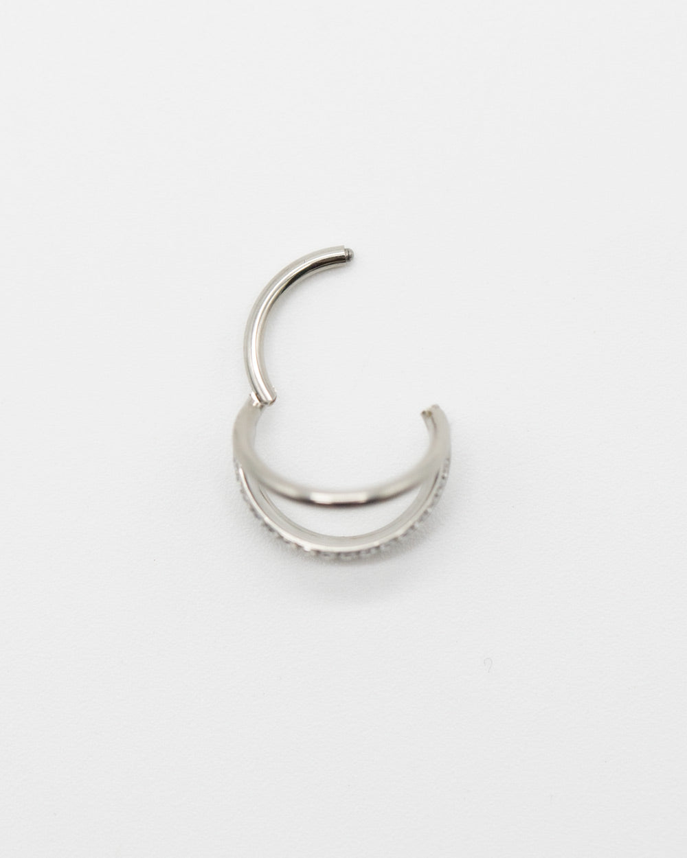 Tri Hoop Crystal Titanium Hinged Ring