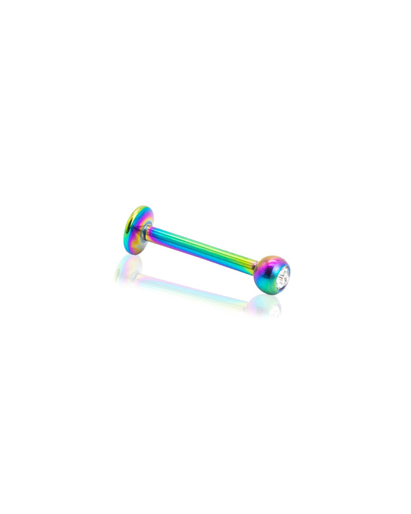 Rainbow Bejewelled Surgical Steel Labret Bar