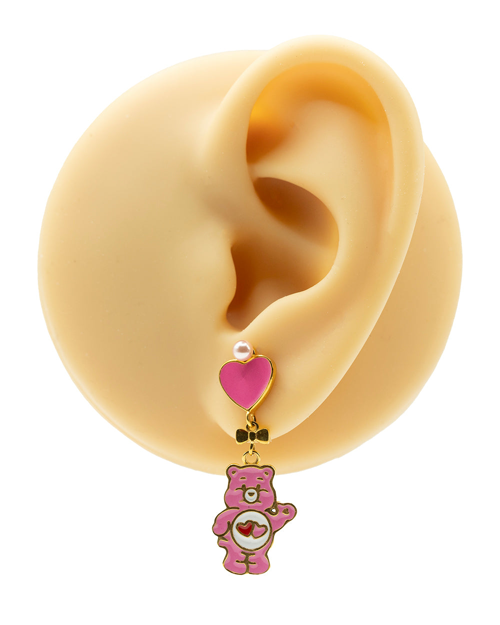 Pink Heart & Bear Earrings