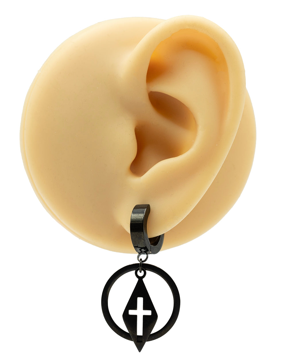 Huggies Cross & Circle Earrings