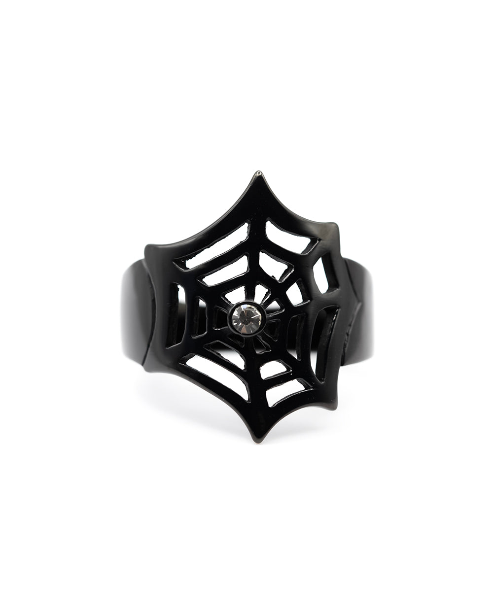Black Webbed with Crystal Ring Jewellery
