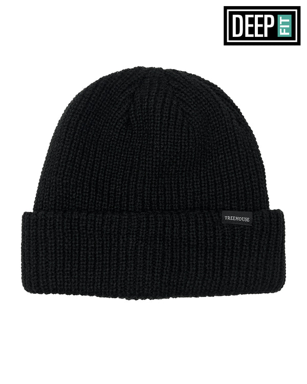 Treehouse Fisherman Deep Fit Beanie - Black