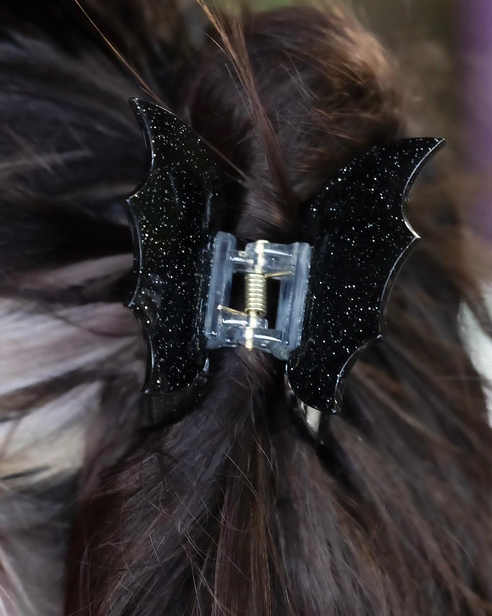 Black Glitter Bat Wing Hair Clip