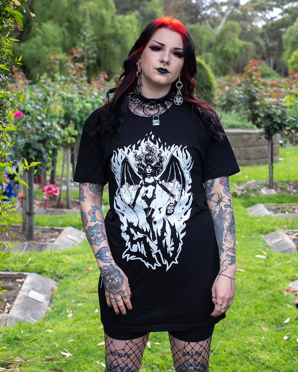 She Devil T-Shirt Dress Black