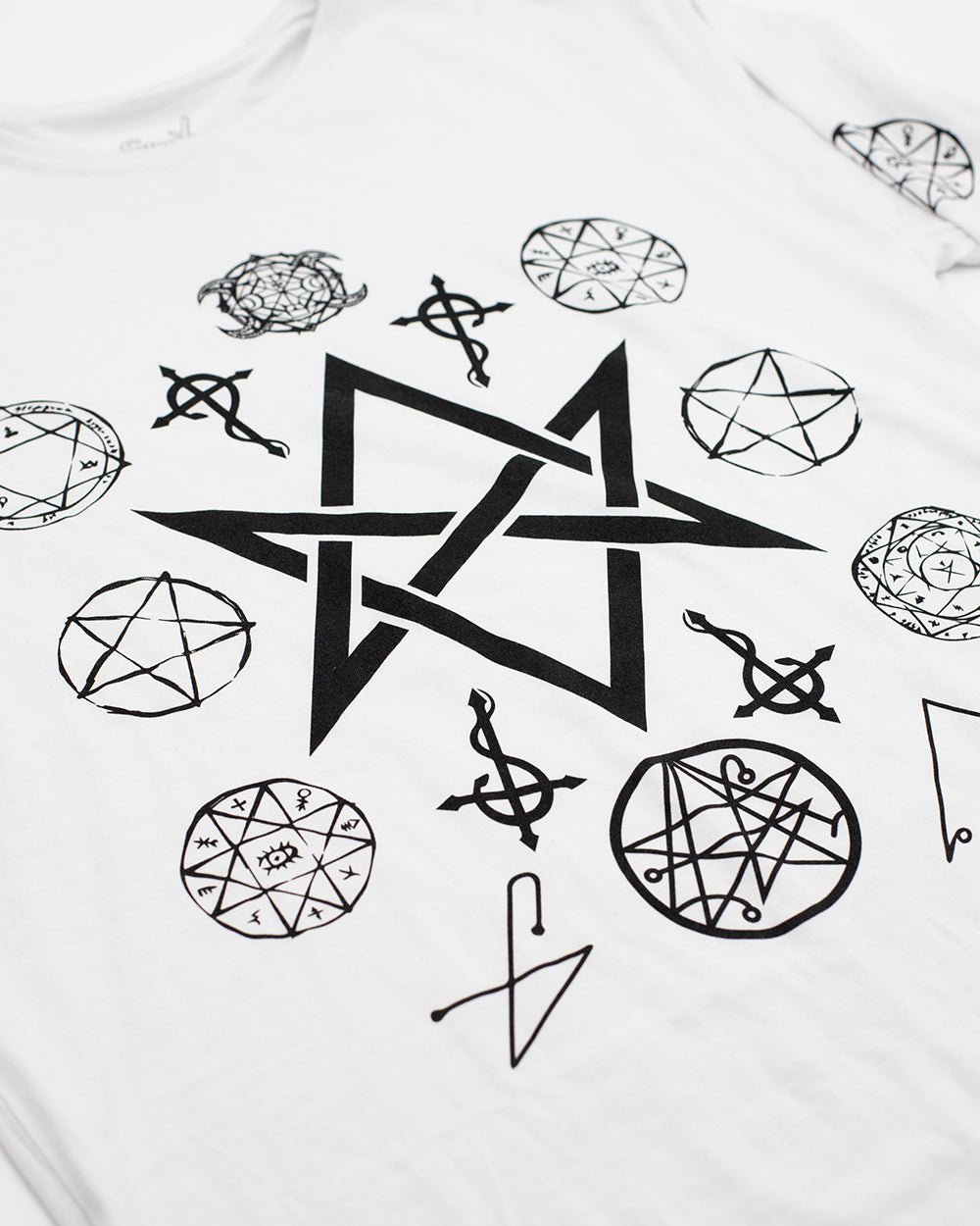 Necromancy Symbols - Long Sleeve Top White