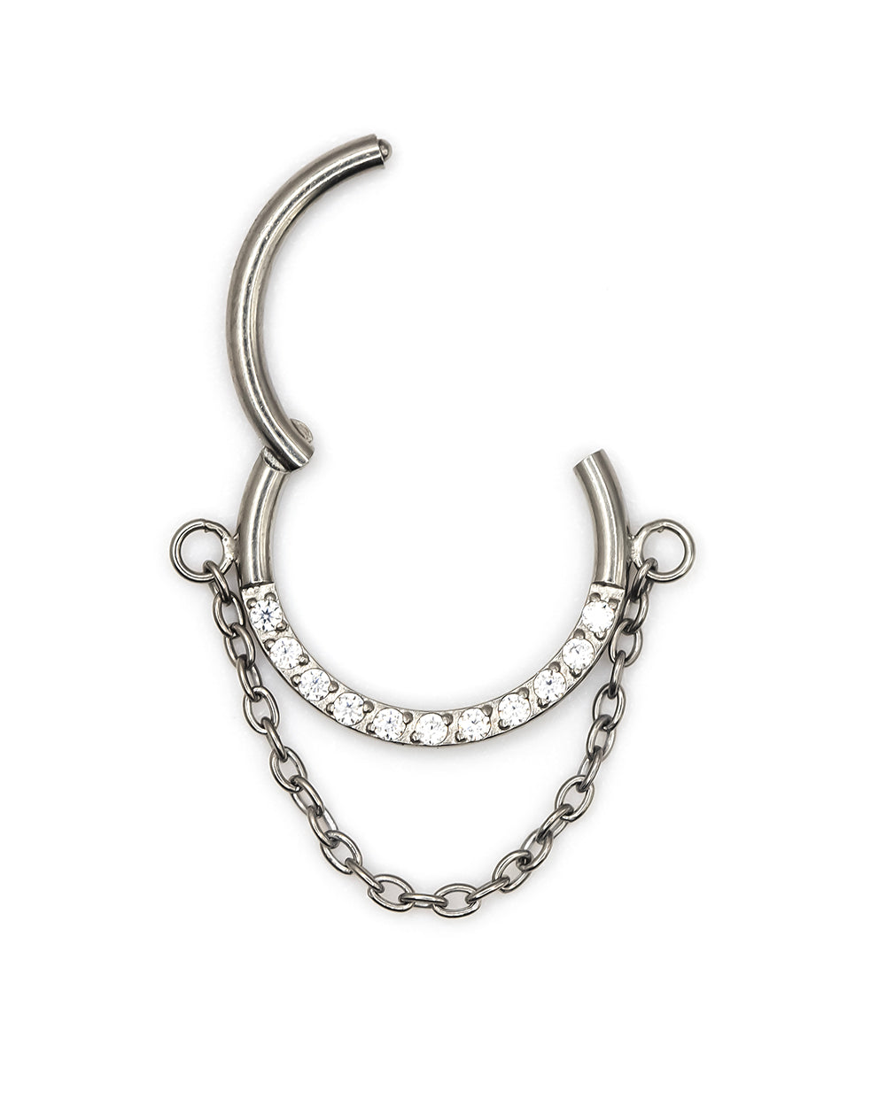 Chain & Gem Detail Titanium Hinged Ring