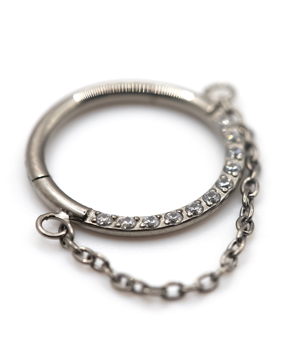 Chain & Gem Detail Titanium Hinged Ring