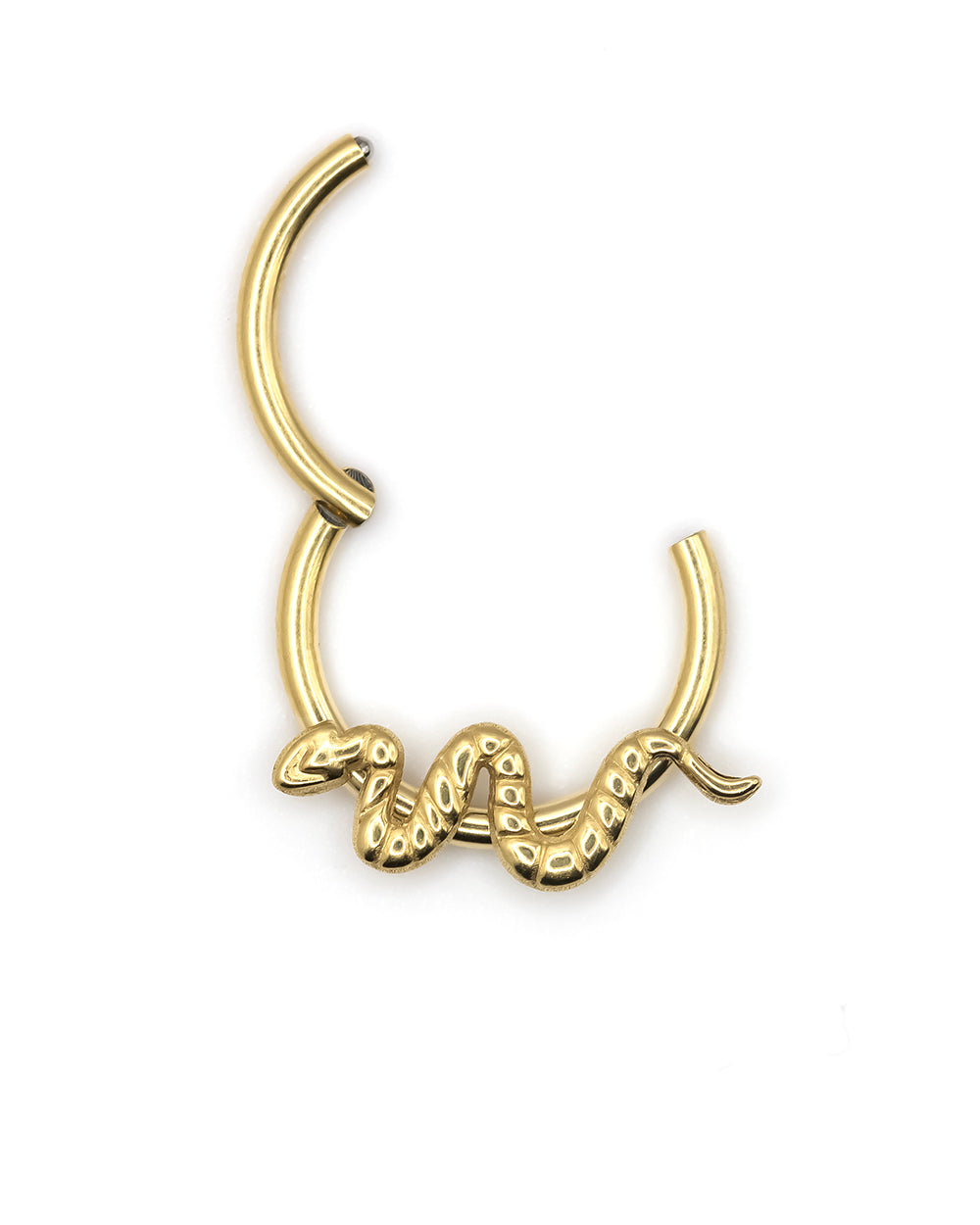 Snake Detail 14K Gold Coated Titanium Hinged Ring