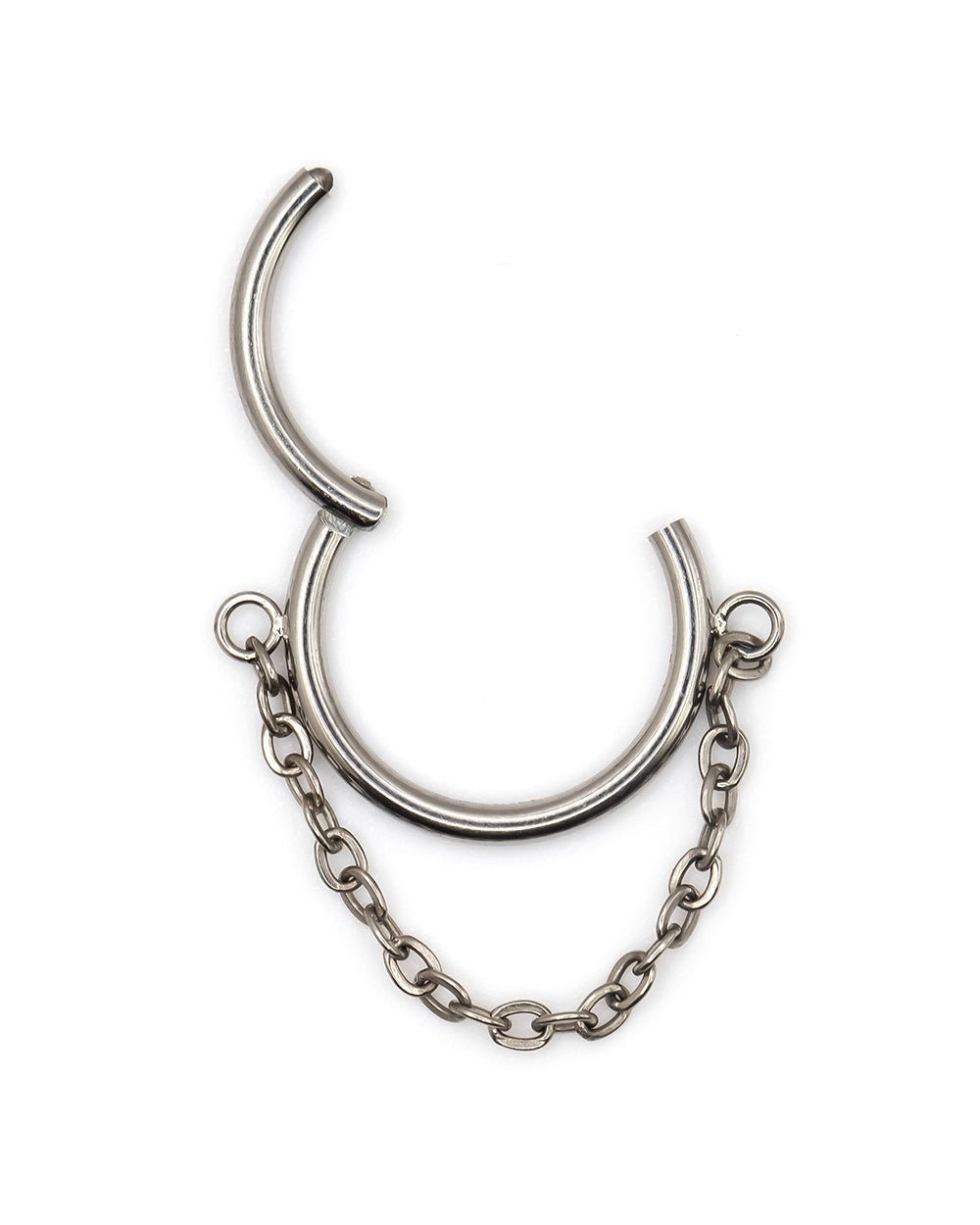 Chain Detail Silver Titanium Hinged Ring