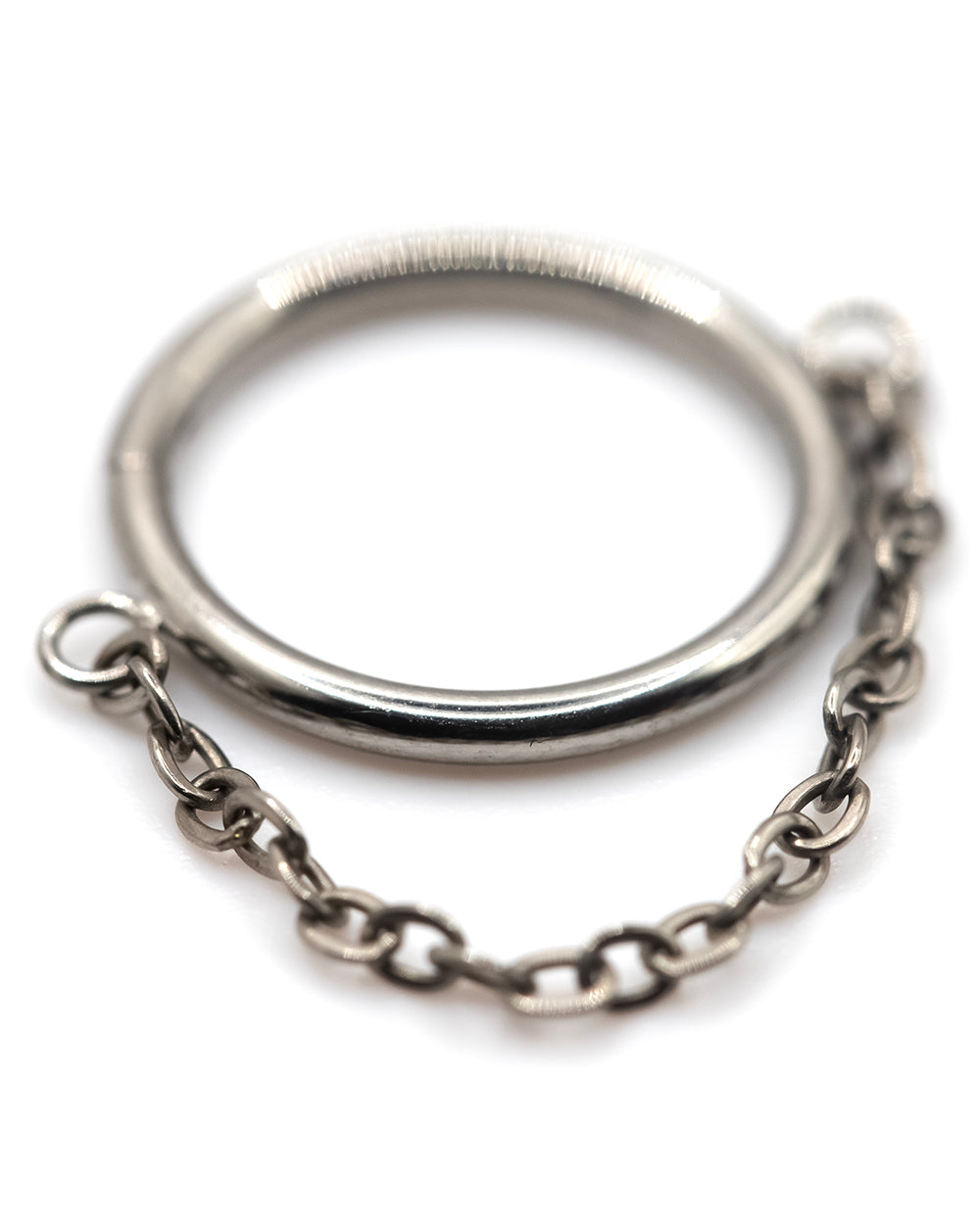 Chain Detail Silver Titanium Hinged Ring