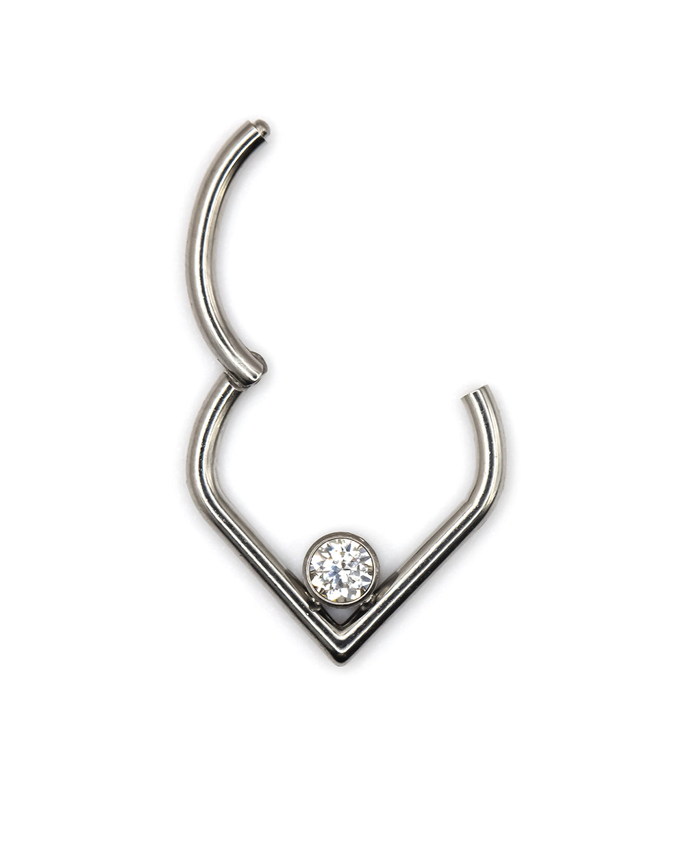 Teardrop Diamonte Titanium Hinged Ring