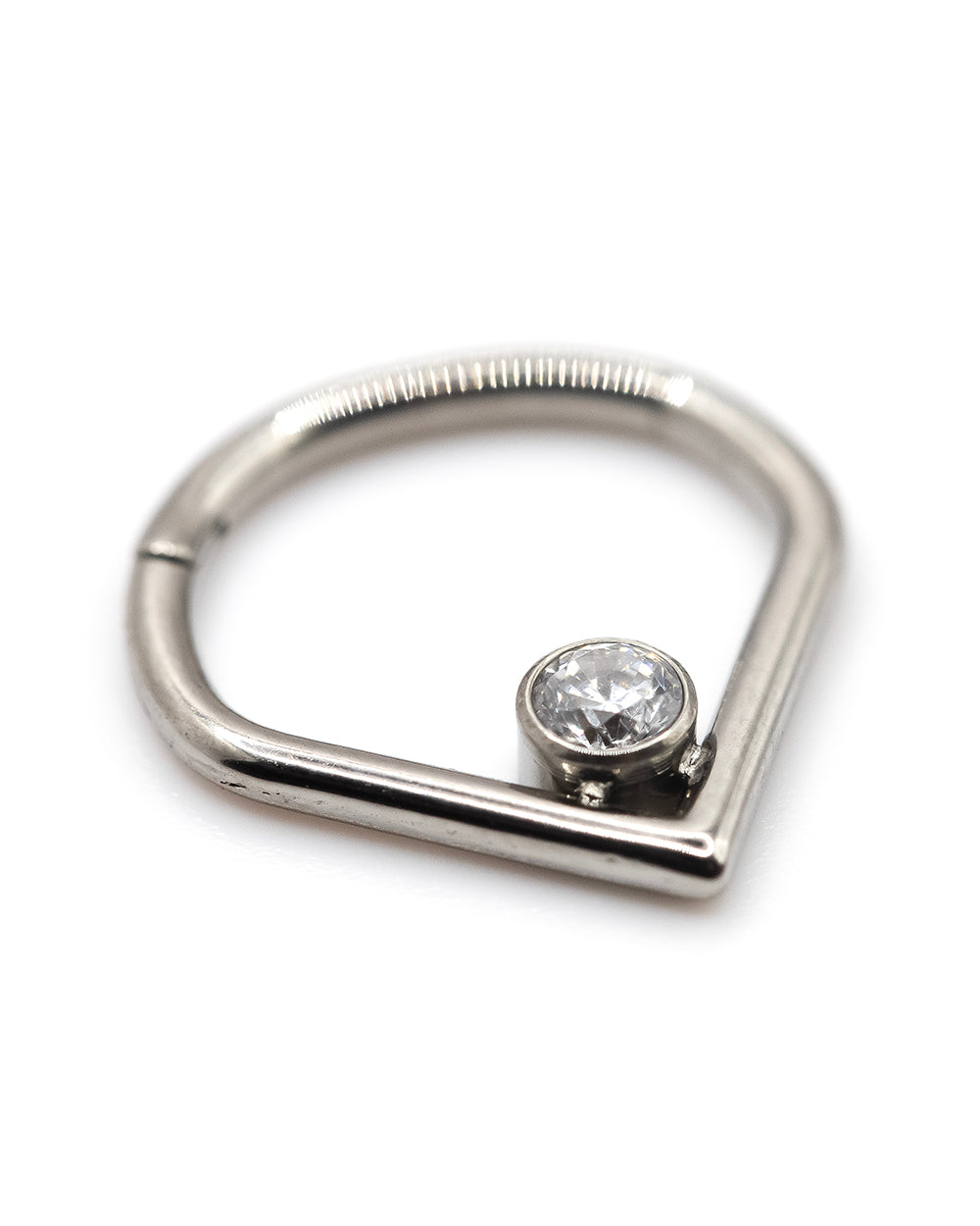 Teardrop Diamonte Titanium Hinged Ring