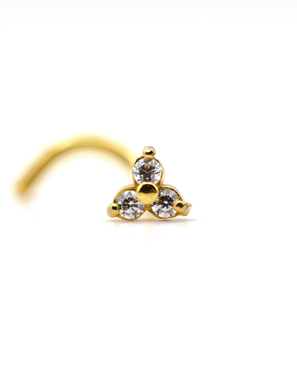 18G Gold PVD Steel Trinity CZ Nose Stud