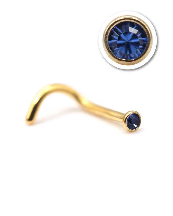 NOSE STUD - 18K GOLD COAT TITANIUM SAPPHIRE