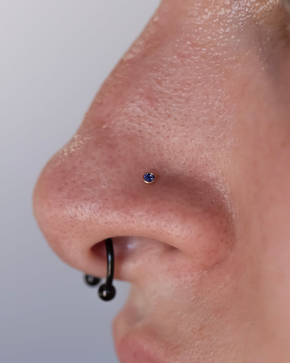 Nose Stud - 18K Gold Coat Titanium Sapphire