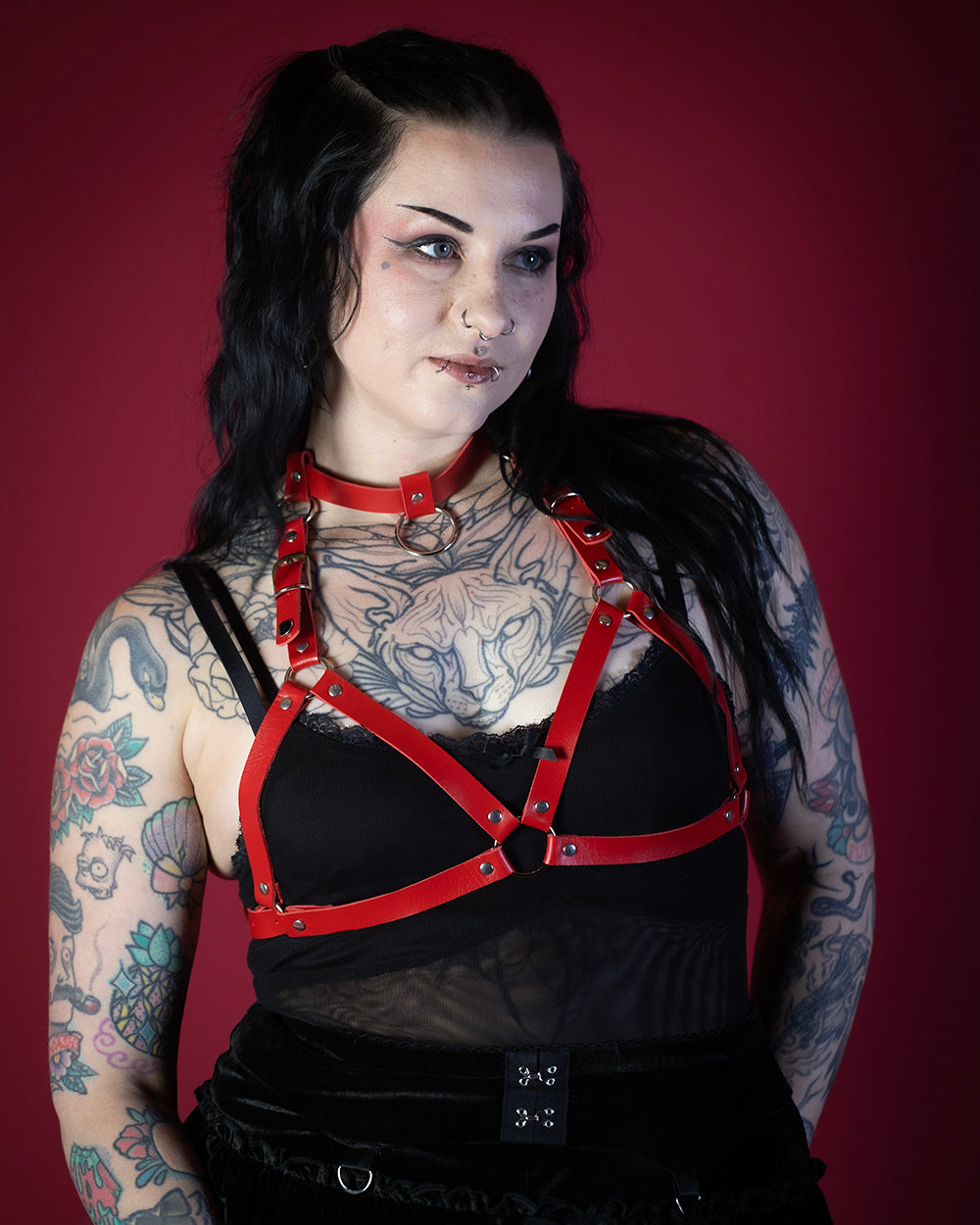 Sweet Vengeance 'The Sufferer' Choker Bra Harness Red