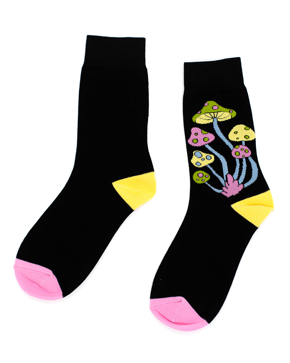 Crew Socks - Mushrooms Highlines Black