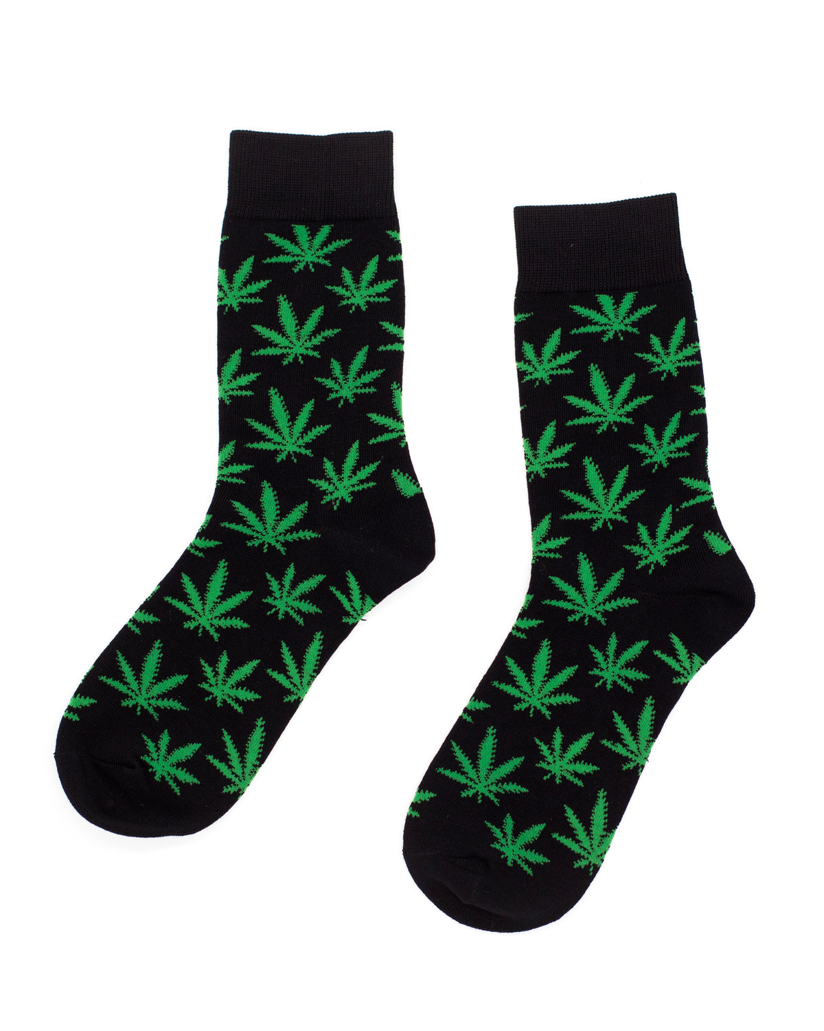 CREW SOCKS - LEAF PATTERN HIGHLINES BLACK / GREEN