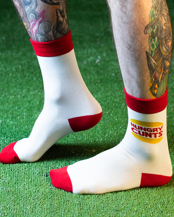 CREW SOCKS - HUNGRY C**TS HIGHLINES WHITE