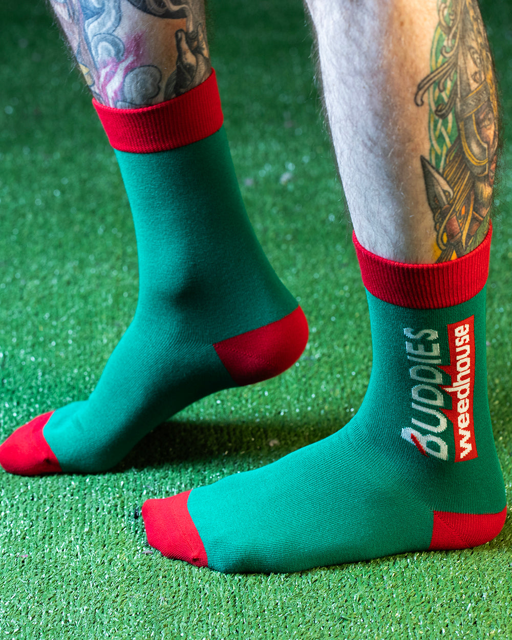 Crew Socks - Buddies Weedhouse Highlines Green