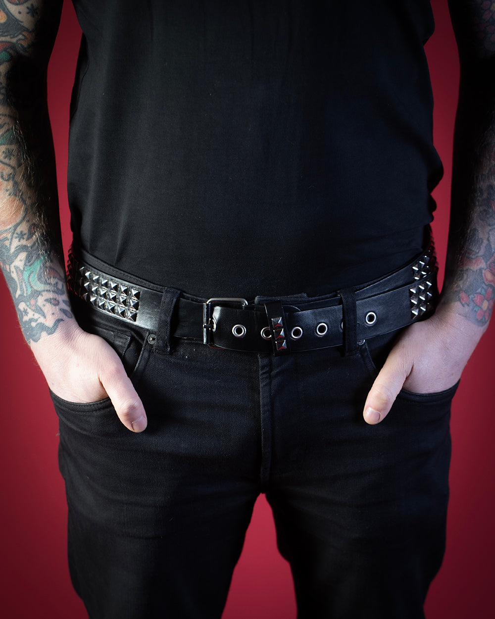 OYT Silver Pyramid Studded Belt