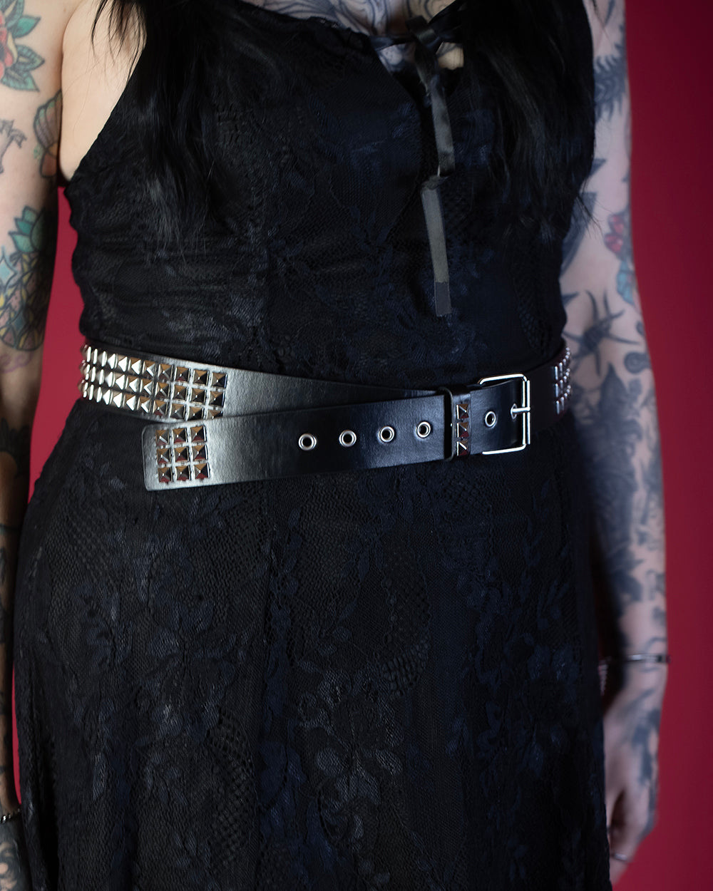 OYT Silver Pyramid Studded Belt