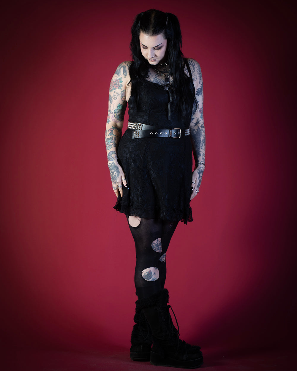 OYT Silver Pyramid Studded Belt