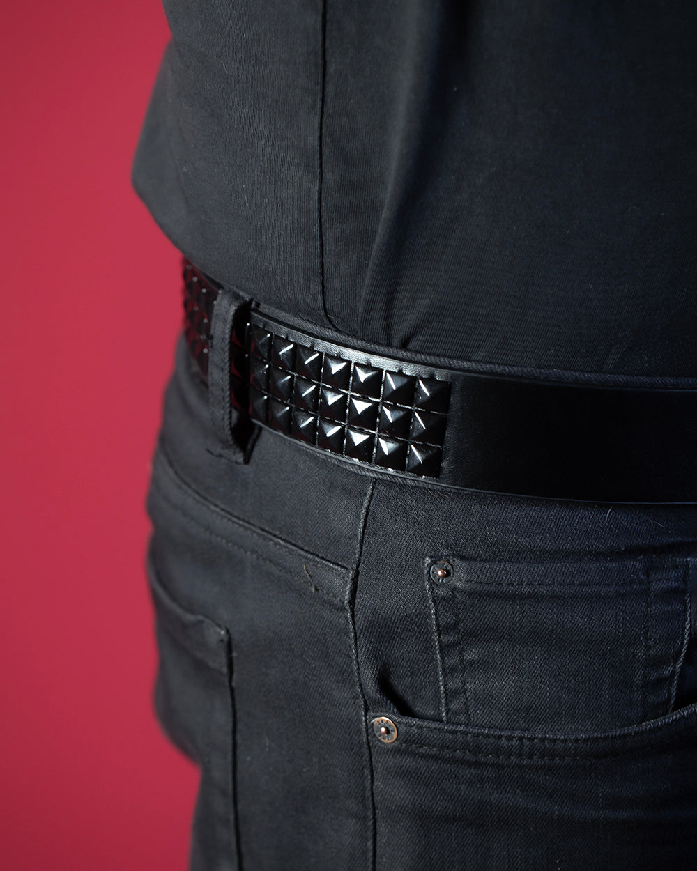 OYT Black Pyramid Studded Belt