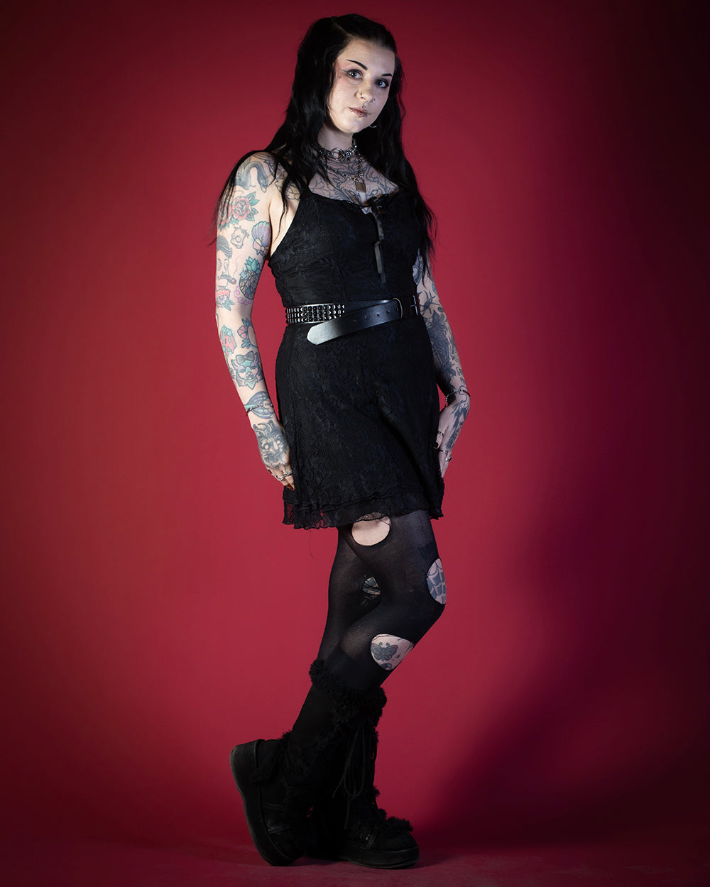 OYT Black Pyramid Studded Belt