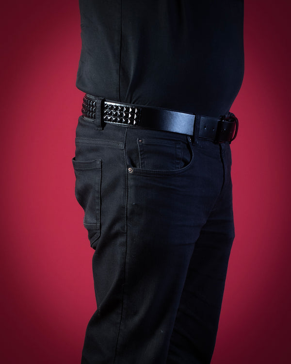 OYT Black Pyramid Studded Belt