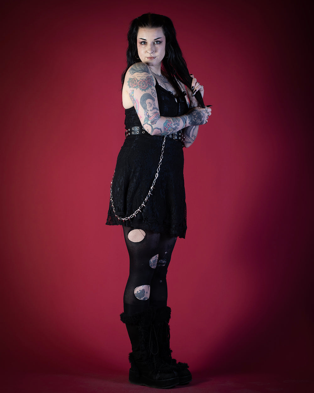 OYT Spiked Silver Wallet Chain