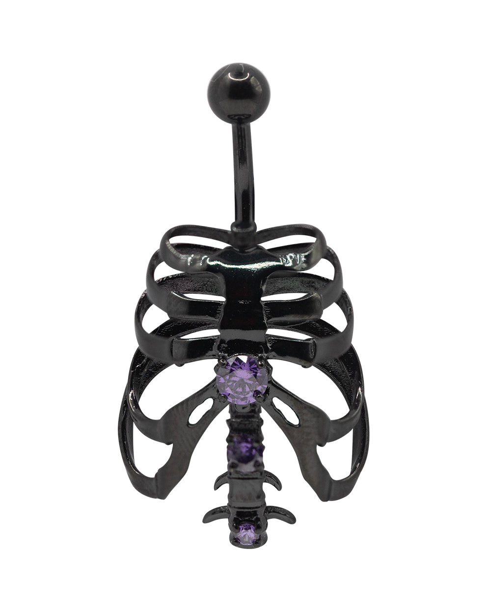 Ribcage Black PVD Navel Bar SS
