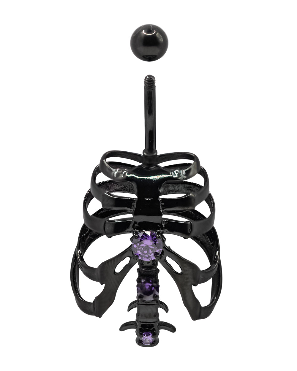 Ribcage Black PVD Navel Bar SS