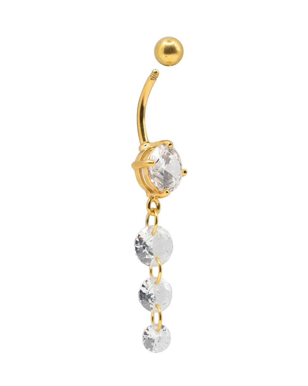 Triple Drop Gold PVD Navel Bar SS