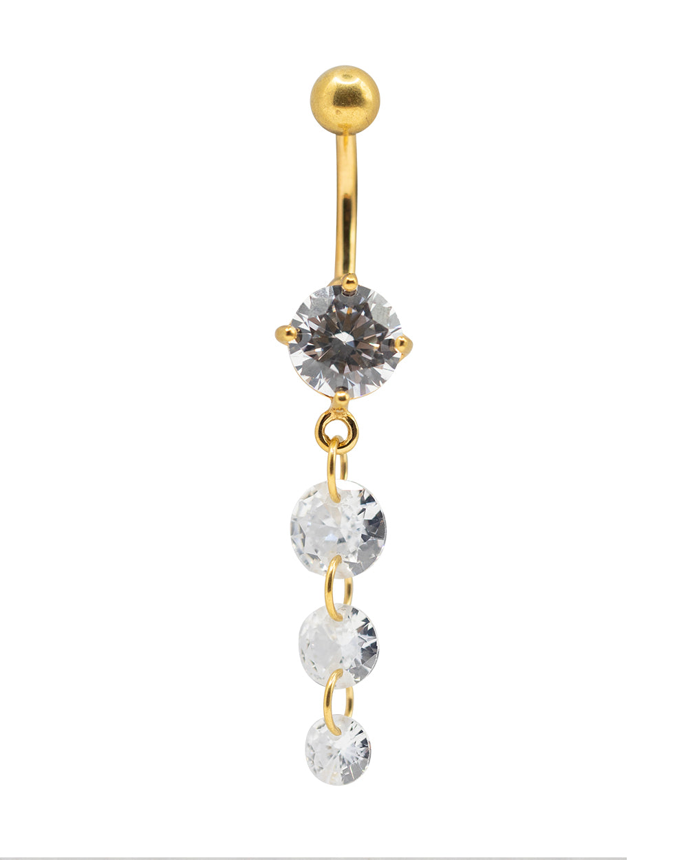 Triple Drop Gold PVD Navel Bar SS