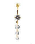 Triple Drop Gold PVD Navel Bar SS