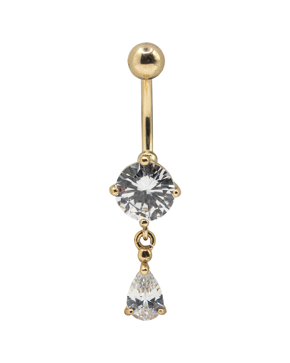 Teardrop 18K Gold PVD Navel Bar SS