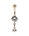 Teardrop 18K Gold PVD Navel Bar SS
