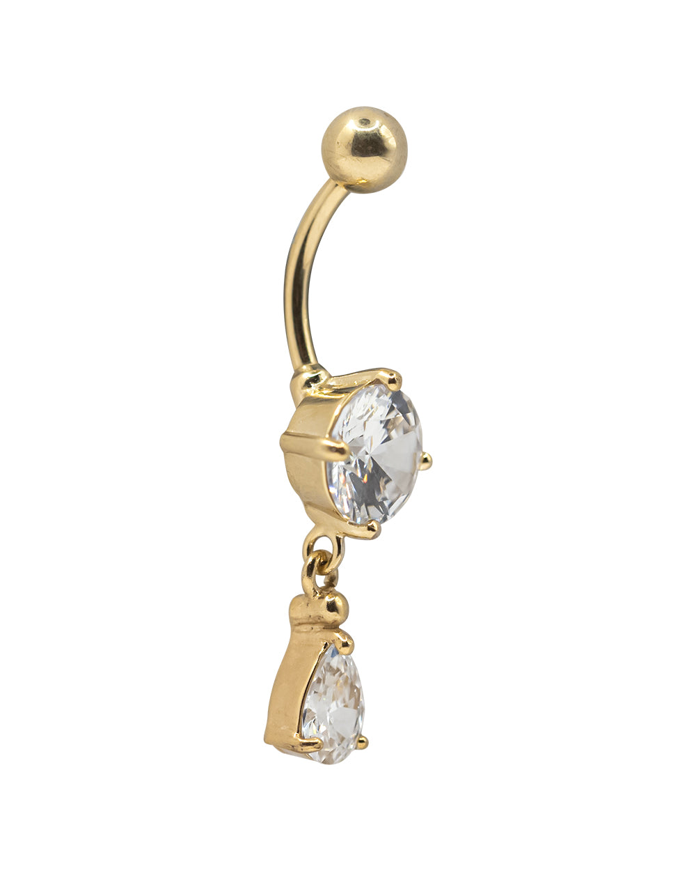 Teardrop 18K Gold PVD Navel Bar SS