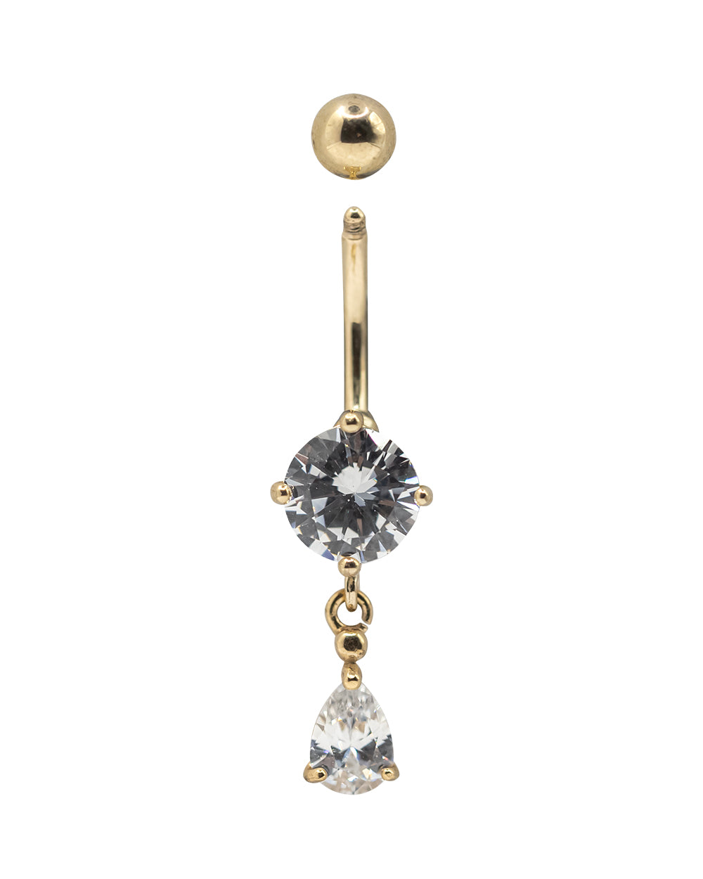 Teardrop 18K Gold PVD Navel Bar SS